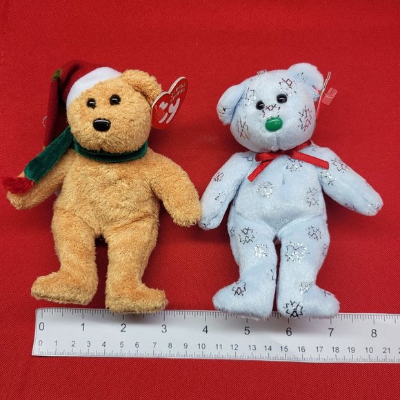 Flaky The Bear and 2003 Holiday Teddy Bear Jingle Beanies Set of 2 Christmas Plu - Picture 9 of 12